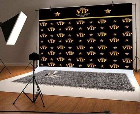 AOFOTO 10x7ft VIP خلفية السجادة الحمراء ديكورات الحفلات خلفيات التصوير الفوتوغرافي الذهب الأسود موضوع الفيلم VIP ستار المرحلة خلفية المشاهير حفلة موسيقية فيلم العرض الأول حفل توزيع جوائز عيد ميلاد صور استوديو الدعائم in Kuwait