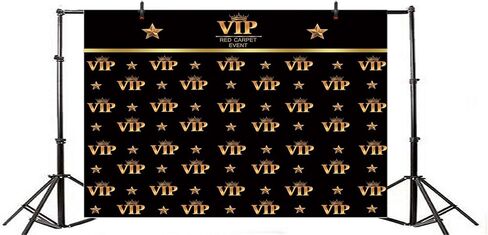AOFOTO 10x7ft VIP خلفية السجادة الحمراء ديكورات الحفلات خلفيات التصوير الفوتوغرافي الذهب الأسود موضوع الفيلم VIP ستار المرحلة خلفية المشاهير حفلة موسيقية فيلم العرض الأول حفل توزيع جوائز عيد ميلاد صور استوديو الدعائم in Kuwait