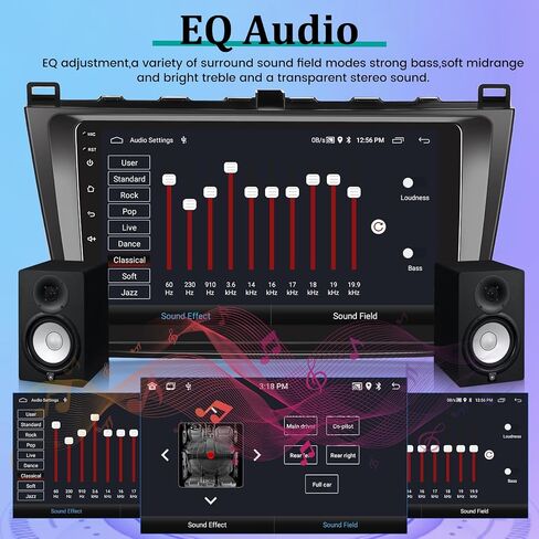 [2+64G] for Mazda 6 2007-2012 Android 13 Car Stereo - Wireless Apple Carplay and Android Auto - 9 Inch HD Touchscreen GPS Navigation Headunit - WiFi, EQ, Multiple UI, SWC + AHD Backup Camera + Canbus in Saudi Arabia