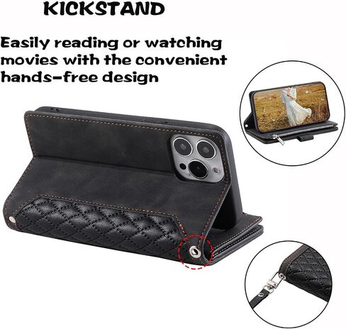 Crossbody Wallet Case for Samsung Galaxy S22 Ultra Leather Phone Case with Card Holder Kickstand & Wrist Strap Cover Magnetic Closure Flip Handbag Zipper Purse Shell for Women(Black) in Saudi Arabia