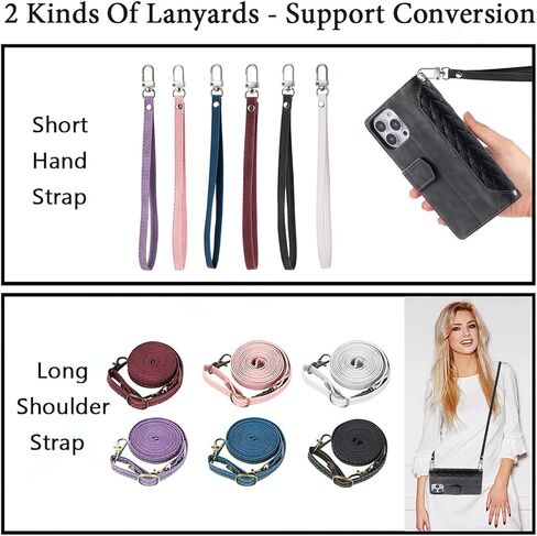 Crossbody Wallet Case for Samsung Galaxy S22 Ultra Leather Phone Case with Card Holder Kickstand & Wrist Strap Cover Magnetic Closure Flip Handbag Zipper Purse Shell for Women(Black) in Saudi Arabia