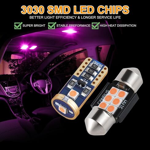 iBrightstar 41mm 211-2 212-2 578 194 168 T15 LED Bulbs 3030 Chipset Error Free for Car Truck Interiors Dome Map Door Courtesy License Plate Lights pack of 10, Ice Blue in Kuwait