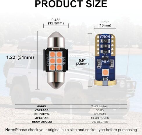 iBrightstar 41mm 211-2 212-2 578 194 168 T15 LED Bulbs 3030 Chipset Error Free for Car Truck Interiors Dome Map Door Courtesy License Plate Lights pack of 10, Ice Blue in Kuwait