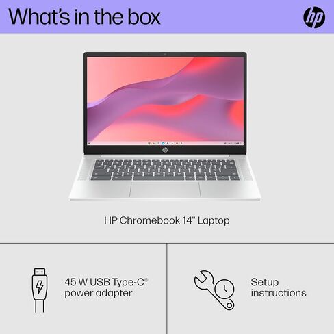 HP Chromebook 14 inch Laptop, FHD Display, Intel N100, 4 GB RAM, 64 GB eMMC, Intel UHD Graphics, Chrome OS 14a-nf0009nr (2024) in Saudi Arabia