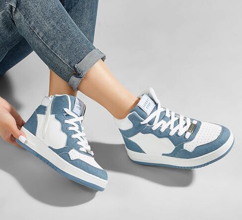 LUCKY STEP Women's High Top Platform Sneakers Tennis Shoes Zipper Ankle Booties Soft Pu Leather Fashion Sneakers in Saudi Arabia