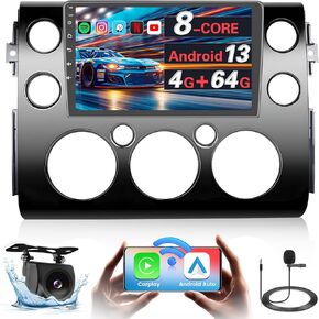 Fuluku【for Toyota FJ Cruiser 2006-2022】 8 Core 4+64GB Android 13 Car Stereo, 9'' Touchscreen Car Radio with Wireless Carplay Android Auto GPS WiFi, Bluetooth SWC Mic Backup Camera Mirror Link