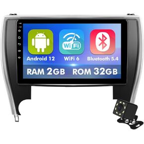 10.1 Inch IPS Touchscreen Android 12 Car Stereo for Toyota Camry 2015-2017 with Wireless CarPlay & Android Auto 2+32GB Car Radio, Support GPS, WiFi 6, Bluetooth,5.4, FM Radio, Backup Camera, Dual USB