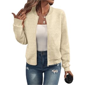 SOLY HUX Women's Zip Up Long Sleeve Bomber Jacket Casual Outerwear