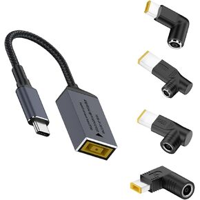DC Slim Tip Female Input to USB C PD Male Power Charging Cable,for Lenovo Thinkpad Rectangle Mouth Power Adapter to USB C PD Output 5V/9V/20V.Used to Charge Phones,Tablets,Laptops.(5 Ports)