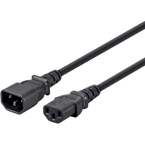 Monoprice 3-Prong Extension Cord - 10 Feet - Black | IEC 60320 C14 to IEC 60320 C13, 18AWG, 10A, 125V