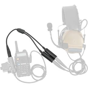 HEARFALCOM Tactical Dual Pass to Single Pass Cable Headset Adapter Compatible with Comtac SORDIN Tactical Headset for Hunting Shooting (BK)