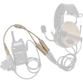 HEARFALCOM Tactical Dual Pass to Single Pass Cable Headset Adapter Compatible with Comtac SORDIN Tactical Headset for Hunting Shooting (BK) in Kuwait