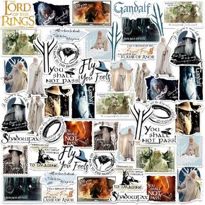 Lord of The Rings Gandalf 50ct Vinyl Large Deluxe Stickers Variety Pack - Laptop, Water Bottle, Scrapbooking, Tablet, Skateboard, Indoor/Outdoor