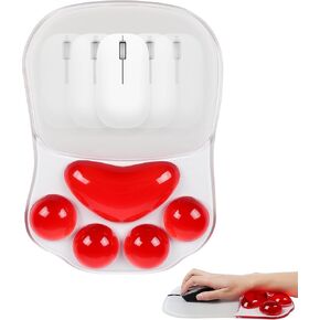 Mouse Pad Ergonomic Cute Cat Paw Mouse Pads with Wrist Support Cushion Soft Silicone Wrist Rests with Non-Slip PU Base, Mousepad Mouse Mat for Laptop Computer Home Office Working Gaming Desk Decor