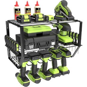 simesove Power Tool Organizer,Heavy Duty Metal Garage Tool Organizer and Storage,Wall Mount Cordless Drill Storage with 10 Drill Holder,Power Tool Storage Rack for Garage Organization
