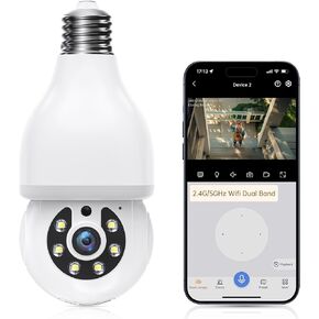 WESECUU Light Bulb Security Camera Wireless Outdoor,5G WiFi Light Socket Security Camera,2K Lightbulb Camera,AI Motion Detection Cameras for Home Security Outside,Smart Security Camera Work with Alexa