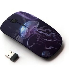 [ Optical 2.4G Wireless Mouse [ Purple Sea Creature Jellyfish Black ]