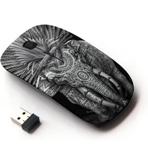 Indian Tribal Elephant Ergonomic Wireless Mouse with Nano Receiver
