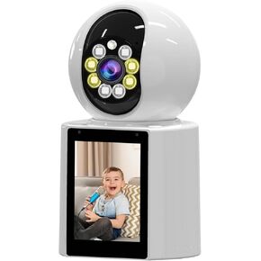 4K Home Security Cameras, WiFi Camera Indoor, Baby Monitor Camera for Pet/Dog with Phone APP, Night Vision & 2-Way Audio, Motion Detection Alert, 360° Panoramic/2.8" Screen