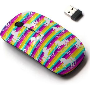 2.4G Wireless Mouse with Cute Pattern Design for All Laptops and Desktops with Nano Receiver - Unicorns Month Stars