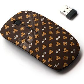 2.4G Wireless Mouse with Cute Pattern Design for All Laptops and Desktops with Nano Receiver - Yellow bee hive Honeycomb on