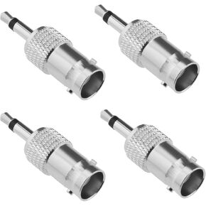 Create idea 4PCS 3.5mm Mono to BNC Adapter BNC Female Jack to 3.5mm TS Male Plug Nickel-Plated for CCTV Surveillance Cameras Wireless Antennas