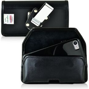 Turtleback Holster for iPhone SE 2022, iPhone 8, iPhone 7 Black Belt Case Leather Pouch with Executive Belt Clip Horizontal