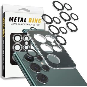 [2 Pack] GOBUKEE Compatible with Metal Ring Camera Lens Protector with Installation Tray X 2 Samsung Galaxy S23 Ultra 5G 2023, Slim Fit, Anti-Glare, HD Clear, Easy to Attach (Black)