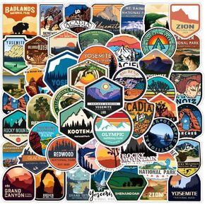 50pcs National Park Stickers|Vinyl Waterproof Stickers for Laptop,Car Bumper，Luggage,Skateboard,Water Bottles,Computer,Phone, Kids Teens Adults for Stickers (National Park)