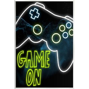 Stupell Industries Game On Neon Controller Wood Wall Art, Design by Marcus Prime