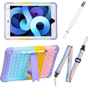 for iPad 9th/8th/7th Generation Case for Kids Girls with Stylus Pen, iPad 10.2 Case with Pencil Holder, Shoulder Strap, Kickstand, Drop Protection Cover for 10.2 inch 2021/2020/2019 (Rainbow)