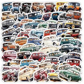 50 Packs Classic Vintage Car Stickers Water Bottles Laptop Phone Computer Guitar Skateboard Hydroflasks Retro Classic Car Vinyl Sticker Waterproof Aesthetic Trendy Decals for Kids Teens Girls Adults