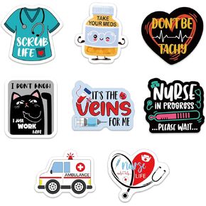 YAZMEEN 80 Pcs Funny Nurse Stickers 2" Nurse Life Stickers Medical Themed Decals for Water Bottle Laptop Phone Envelope Funny Work Accessories Gifts for RN CNA LPN Nurse Doctor Medical Assistant