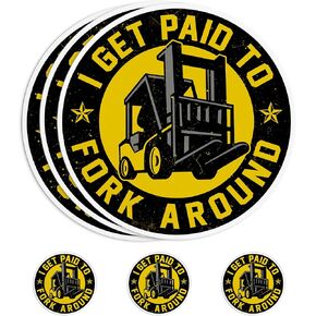 (3Pcs) I Get Paid to Fork Around Stickers, Funny Forklift Driver Operator Forklift Truck 2" Waterproof Die-Cut Vinyl Sticker for for Hard Hat, Water Bottle, Toolbox Gifts for Men 2 Inches