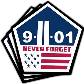 (3Pcs) Never Forget Twin Towers 9/11 Sticker, 9/11 USA Flag Memorial Sticker, Patriotic Day Decal, Memorial Car Decals - Stickers for Laptop Water Bottle Phone Car Window Helmet 3"