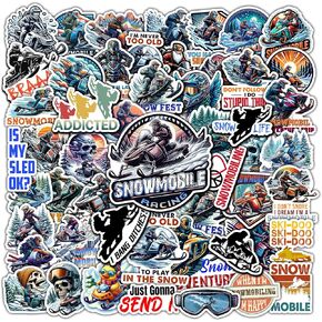 Pack 50 PCS Wilderness Snowmobiling Stickers Print Outdoors Theme Waterproof Snowmobile Vinyl Decals for Teens Adults Sports Lovers Decor Skateboard Water Bottles Bumper Helmet