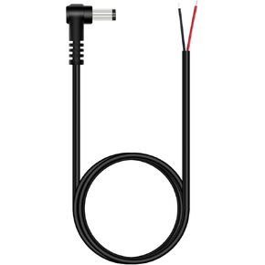 Fancasee 3 ft Replacement 5.5mm x 2.5mm 90 Degree Right Angle DC Power Male Plug Jack to Bare Wire Open End Pigtail Power Cable Cord for DC Power Supply Cable Repair