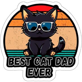 Best Cat Dad Ever Sticker Classic Window Decal Vinyl Small Waterproof Bottle Mug Passport Book Scrapbook Notebook Laptop Tumbler Skateboard Computer Phone Size 4" Gift ID44990