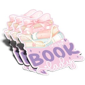 (3 قطع) ملصق سيدة الكتاب المجنون للقراءة عاشق كتاب Nerd Book Addict Bookish ملصق فينيل مقاوم للماء للبالغين لجهاز Kindle Laptop Car Bike Tumbler Water Bottle Notebook هدية للقارئ - مقاس 3 بوصات × 2.2 بوصة