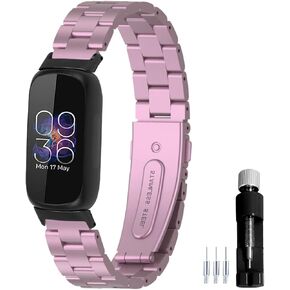 Metal Watchband Compatible with Fitbit inspire 3 Stainless Steel Wrist Strap Bracelet Replacement for inspire3 Smartwatch Accessory for Women Men