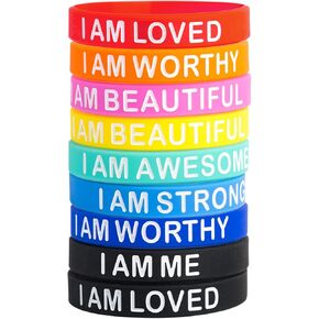 Rubber Bracelets Inspirational Silicone Bracelets Stretch Unisex Wristbands - Fun Motivational Wristbands for Kids and Adults