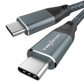 Twozoh USB C to USB C 3.2 Gen 2 Cable 20Gbps Data Transfer 100W PD Fast Charging 4K Video Output Monitor Cord (15FT, Grey)