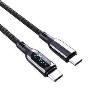Aftertop 240W USB C Cable, PD3.1 5A Fast Charging 6.6FT Nylon Braided Type C Data Cable with LED Display for MacBook Laptop, iPhone 15 Pro Max, iPad, Samsung Galaxy S24/S23 Ultra and More