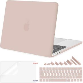 MOSISO Compatible with MacBook Pro 13 inch Case M2 2025, 2024, 2023-2016 A2338 M1 A2251 A2289 A2159 A1989 A1708 A1706, Plastic Hard Shell Case&Keyboard Cover&Screen Protector&Dust Plugs, Camel