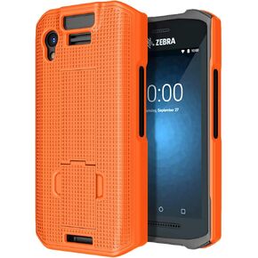 Case with Stand for Zebra TC21 TC26 Mobile Computer Scanner, Nakedcellphone Textured Slim Hard Shell Protector Cover with Kickstand - Bright Orange