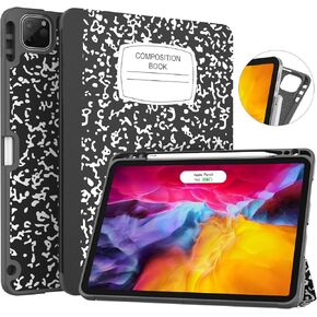 Soke for iPad Pro 11 Case 2020 & 2018 with Pencil Holder - [Full Body Protection + Apple Pencil Charging + Auto Wake/Sleep], Soft TPU Back Cover for 2020 iPad Pro 11 inch(Book Black)