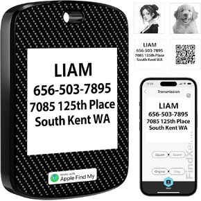 FindXeink E-Ink Finder Tag, Tracker for Apple Find My (iOS only), Custom Picture/Text/Contact, Two-Way Locator, Keychain, Pets, Kids, Luggages (Write Square)