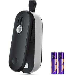 FEPPO Mini Bag Sealer, 2 in 1 Heat Sealer with Cutter, Portable Resealer Machine for Chip, Plastic Bags Food Storage Snacks (Batteries Included)
