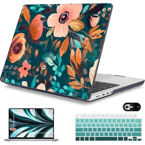 حافظة Mektron لجهاز MacBook Pro 14 بوصة 2023 2022 2021 موديل M3 A2918 A2992 M2 A2779 M1A2442 Pro/Max، غطاء حماية من البلاستيك الصلب لجهاز MacBook Pro 14 بوصة مع معرف اللمس، زهرة الداليا C035 in Kuwait
