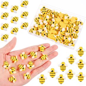 45 Pcs Tiny Resin Bees Small Plastic Bumble Bee Decor Honey Bee Decorations for Party Tiny Bees for Crafts Flatback Bee Shaped Embellishments Bee Charms for Bee Themed Birthday Party Table Decoration